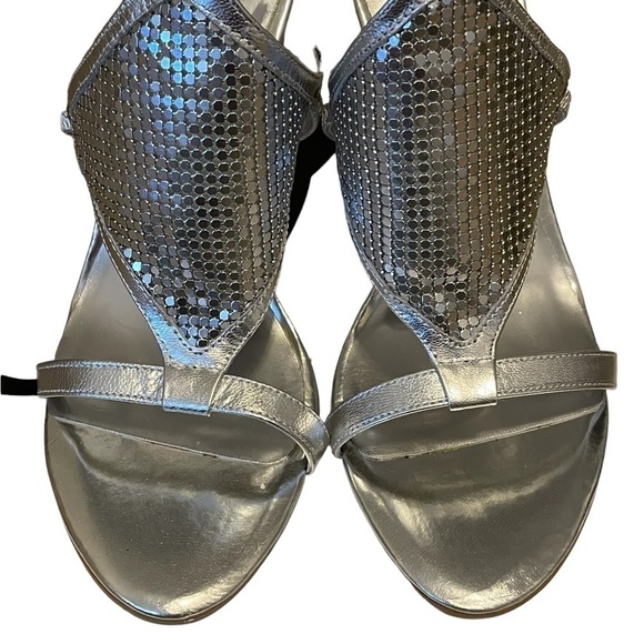 Nine West Y2K Silver Glitter Kidskin Size 7 - Picture 2 of 8